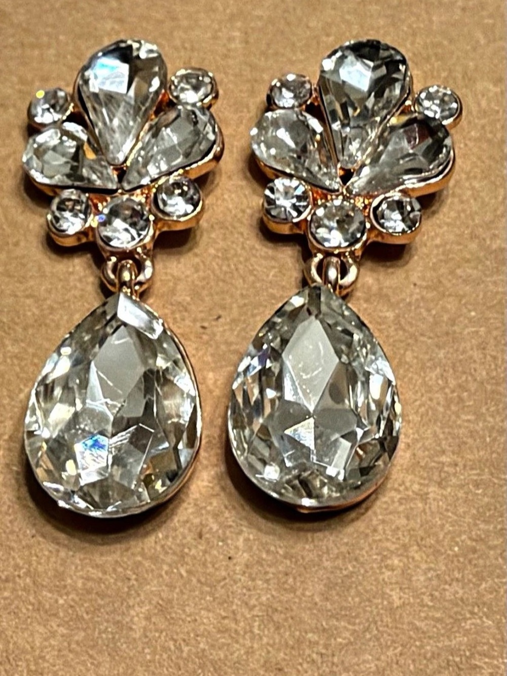 Crystal Drop Earrings in Silver Like New